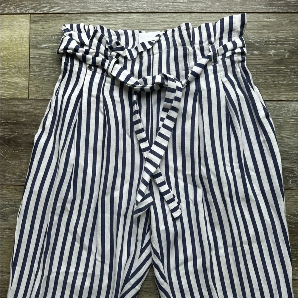 Mayoral Girls High Waist Paper Boy Mayoral Navy Stripe‎ Pleated Pants Size 14